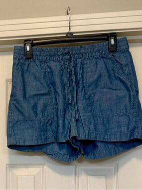 J. Crew Indigo Drawstring Linen-Blend Chambray Shorts